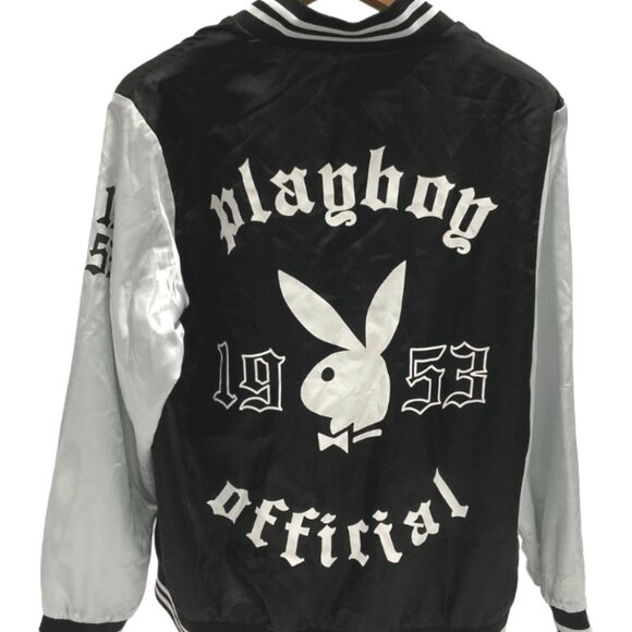 Playboy Official Black & White Varsity Jacket with Iconic Bunny Logo Size Large - Picture 5 of 11